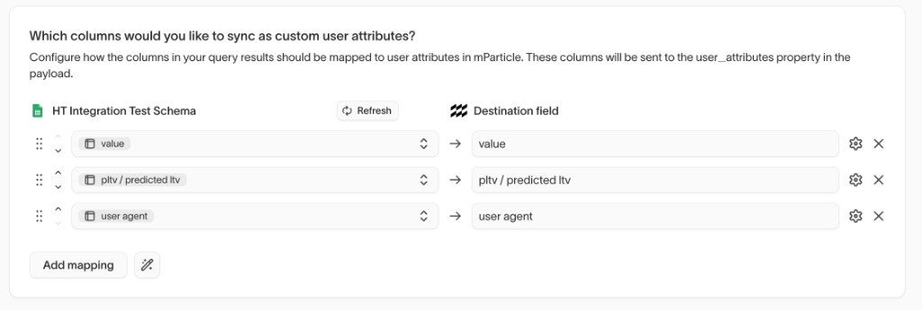 Hightouch custom user attributes mapping
