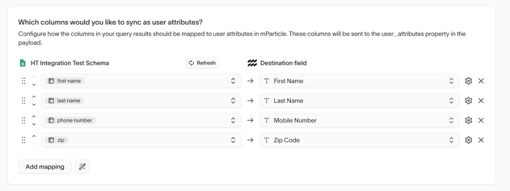 Hightouch user attributes mapping