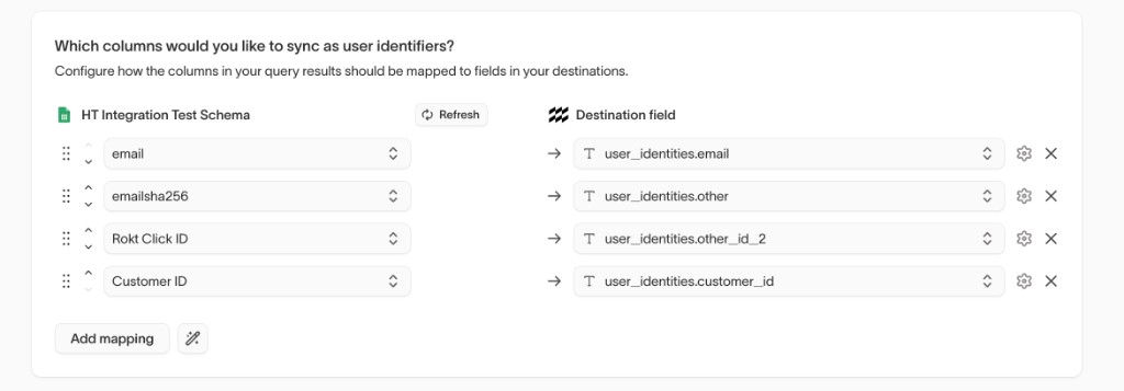 Hightouch user identities mapping