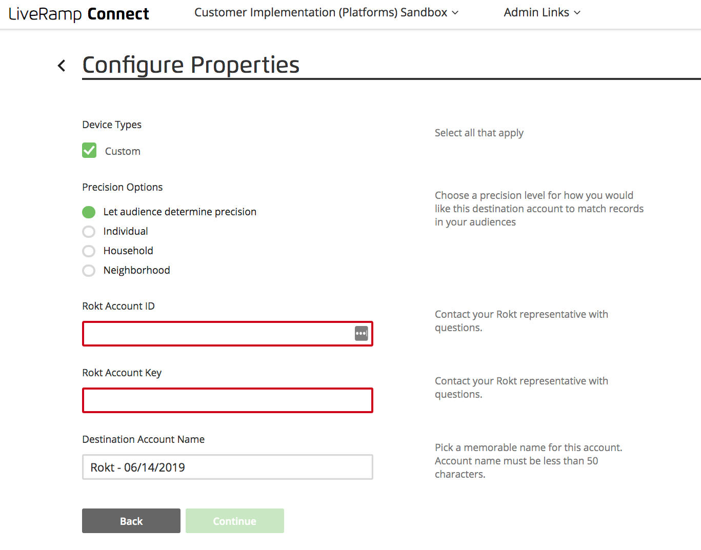 LiveRamp Configure Properties