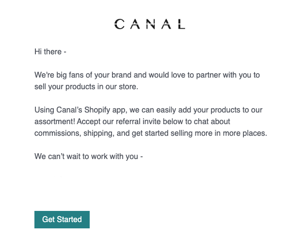 Catalog invitation email with a Get Started button to accept the invite.