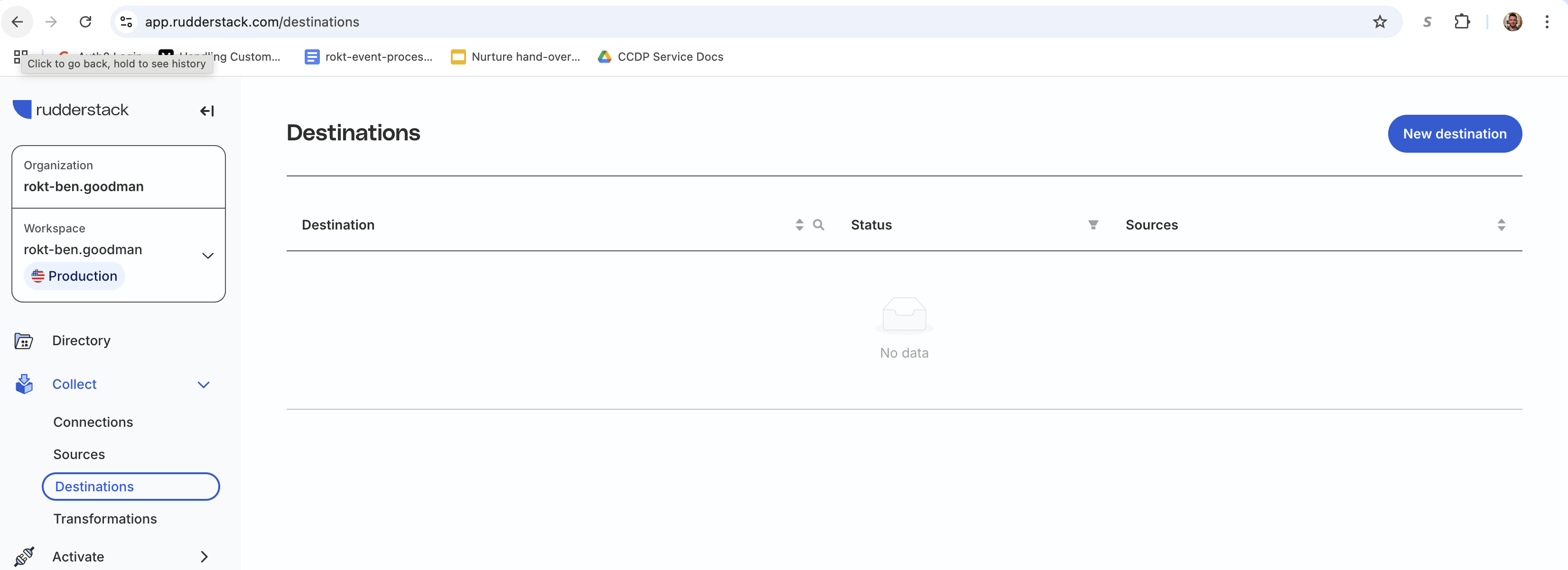 rudderstack destinations page