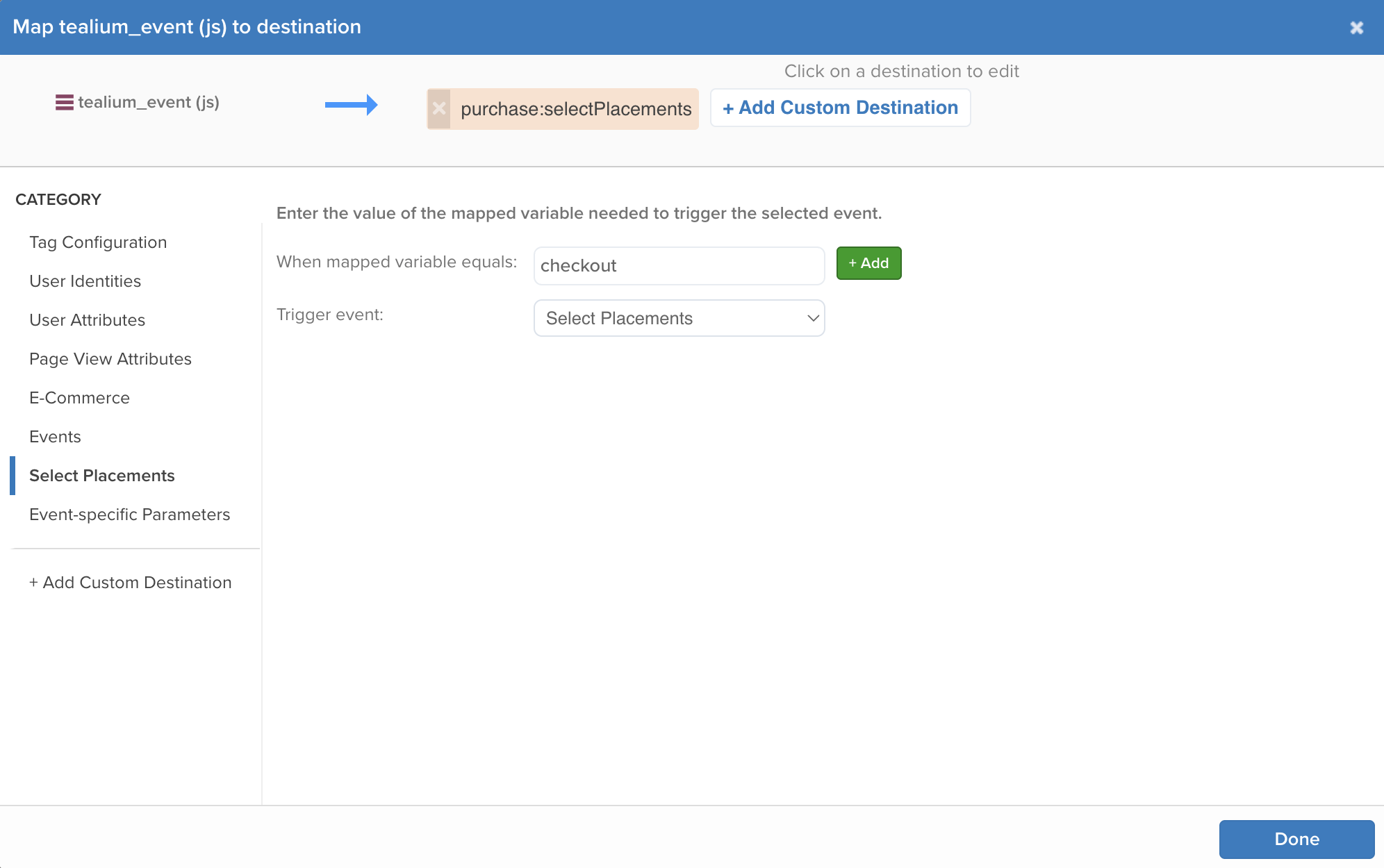 Select Placements Mapping