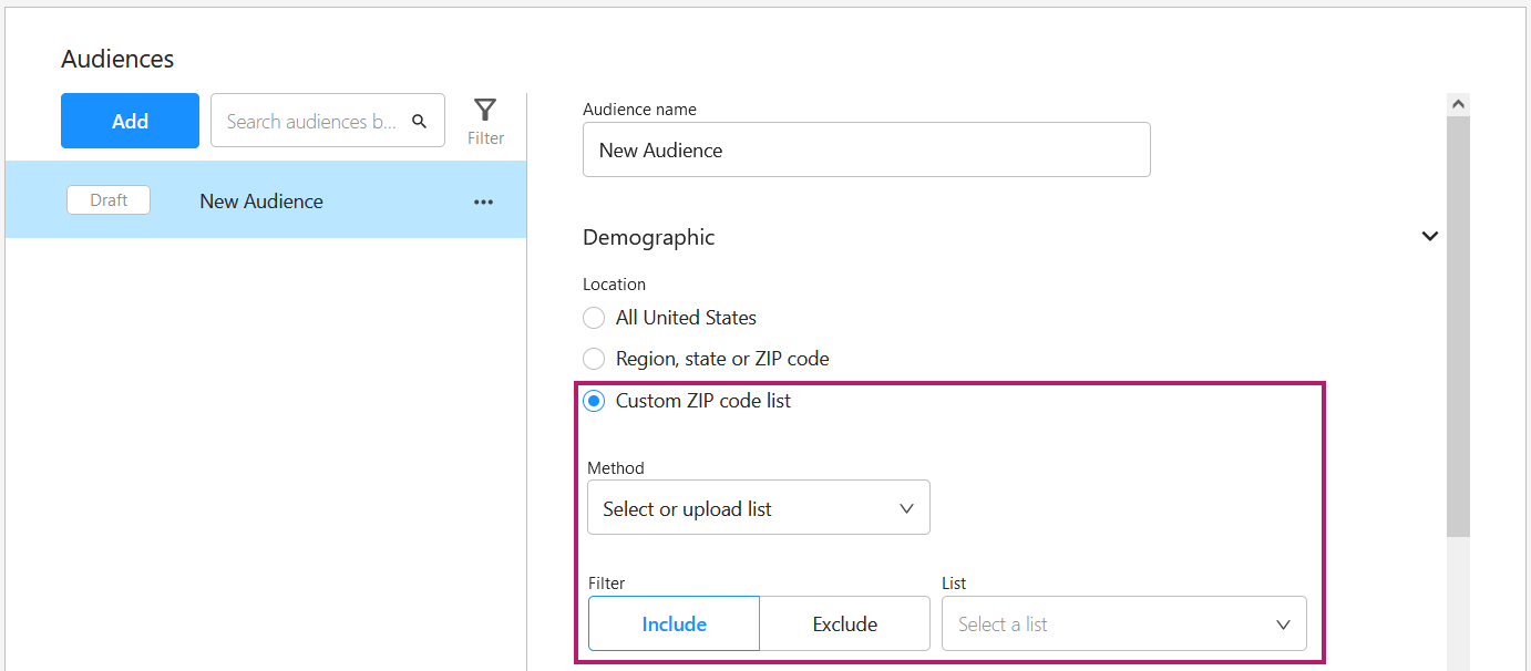 Custom postal code list - file upload