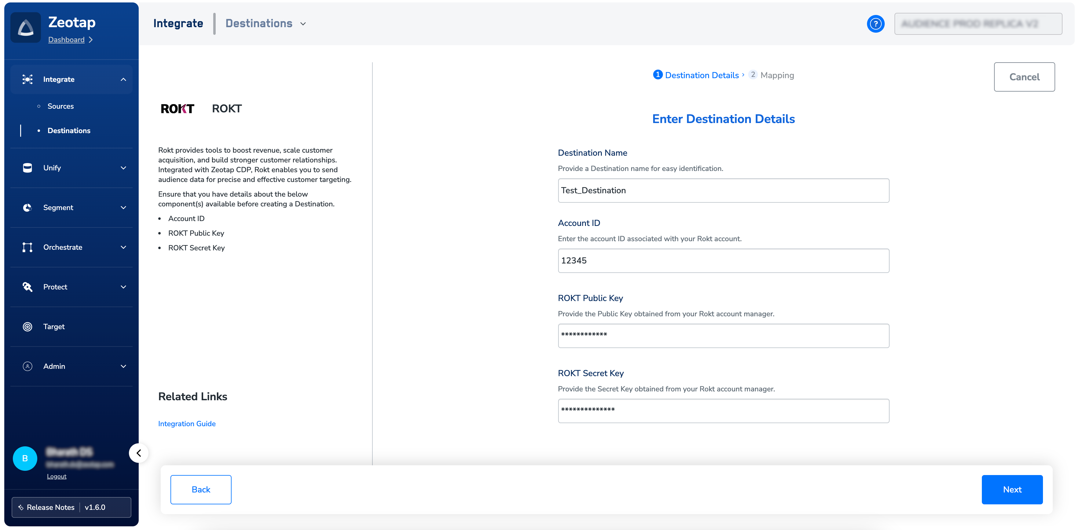 configure Rokt destination