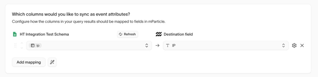 Mappage des attributs d'événement Hightouch