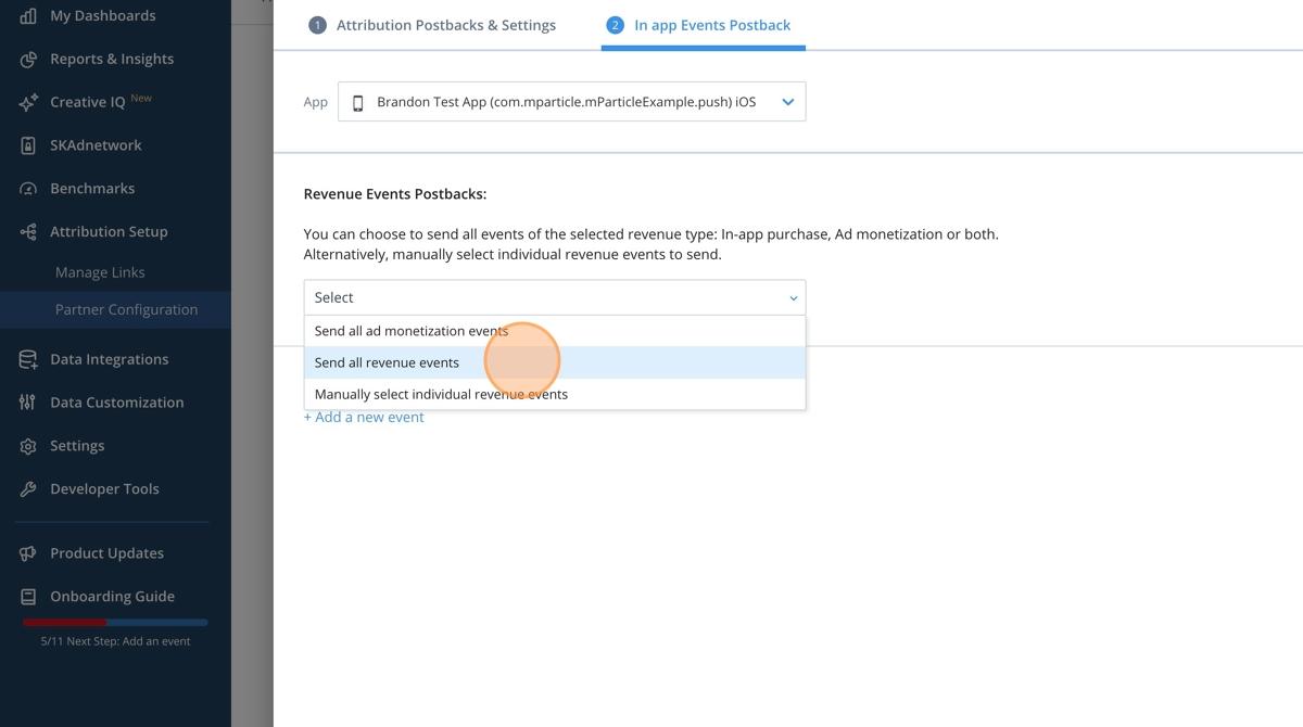 Step 14 - Choose in-app events