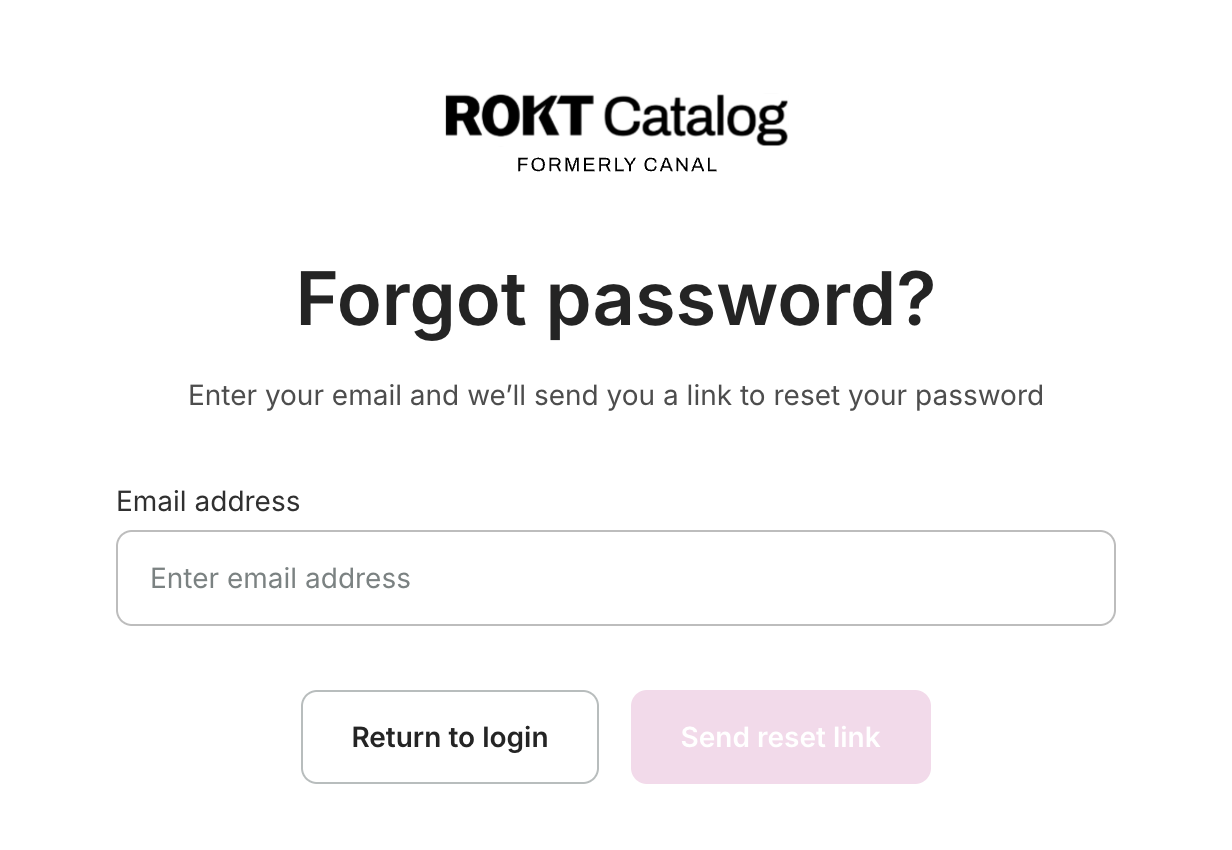 Forgot password page with an Email address field and the Send reset link button.