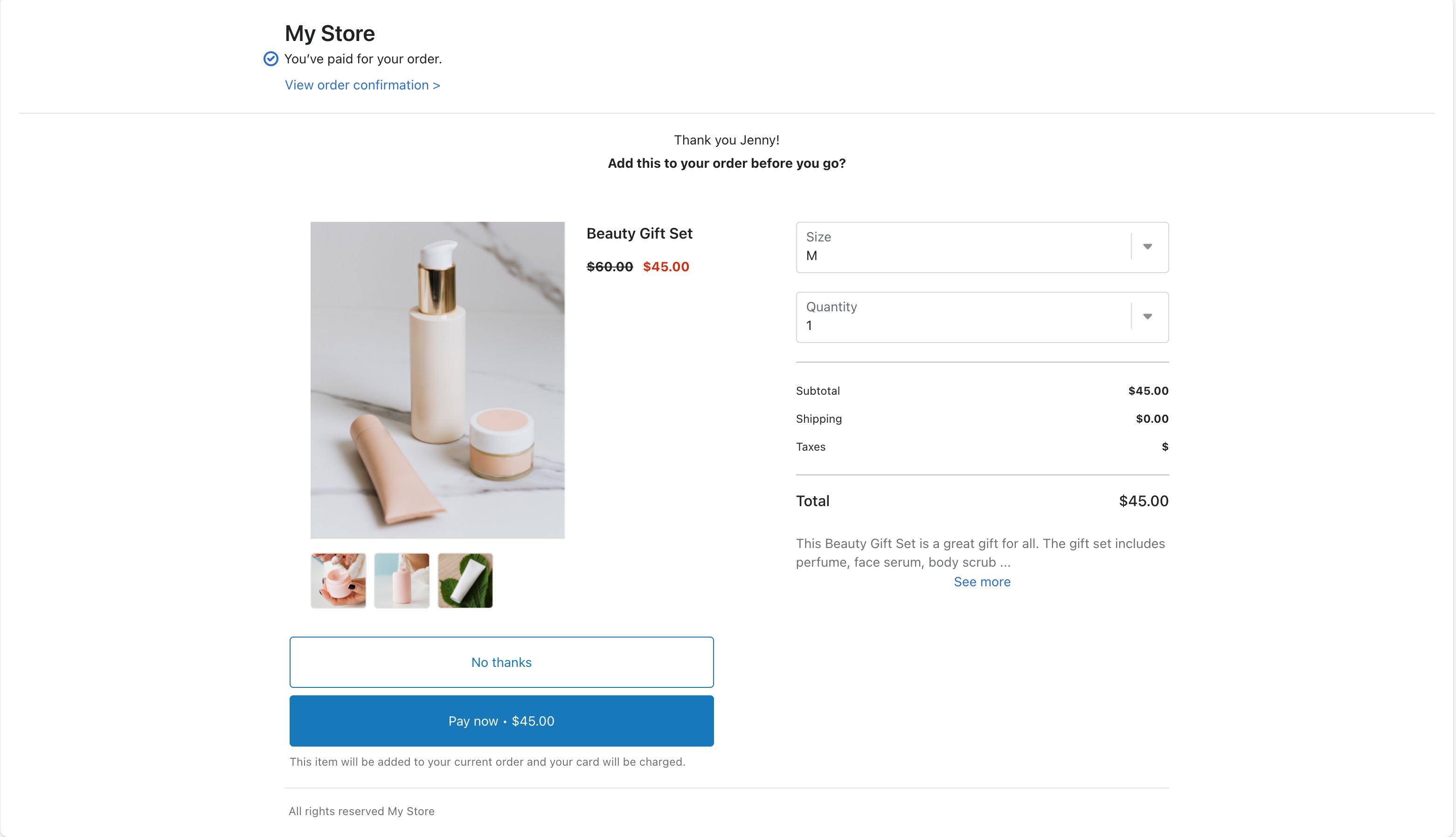Offre de vente incitative Shopify