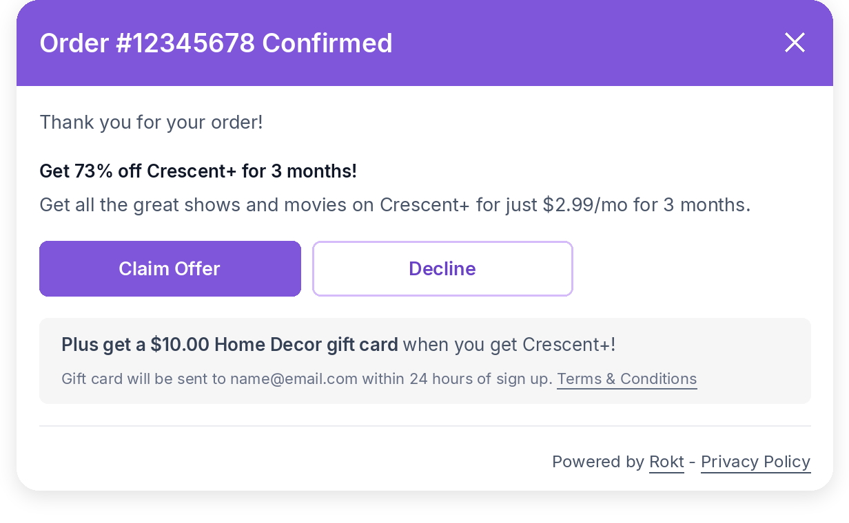 Example of the Shopper Rewards format on a Standard creative