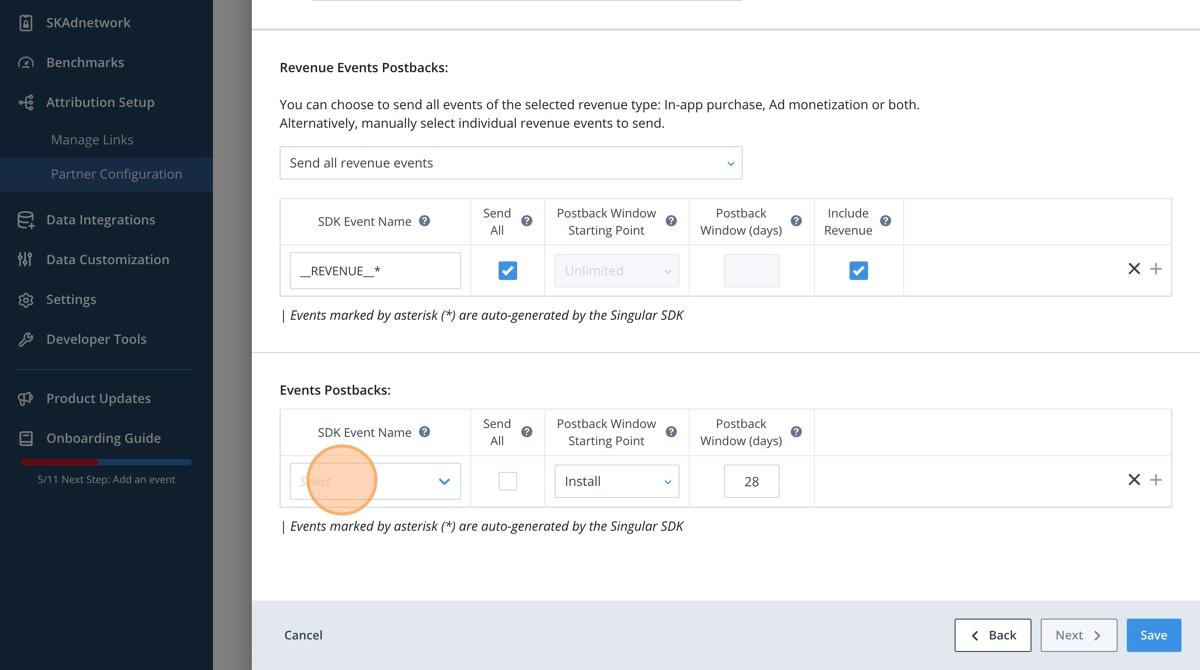Step 17 - Repeat for events