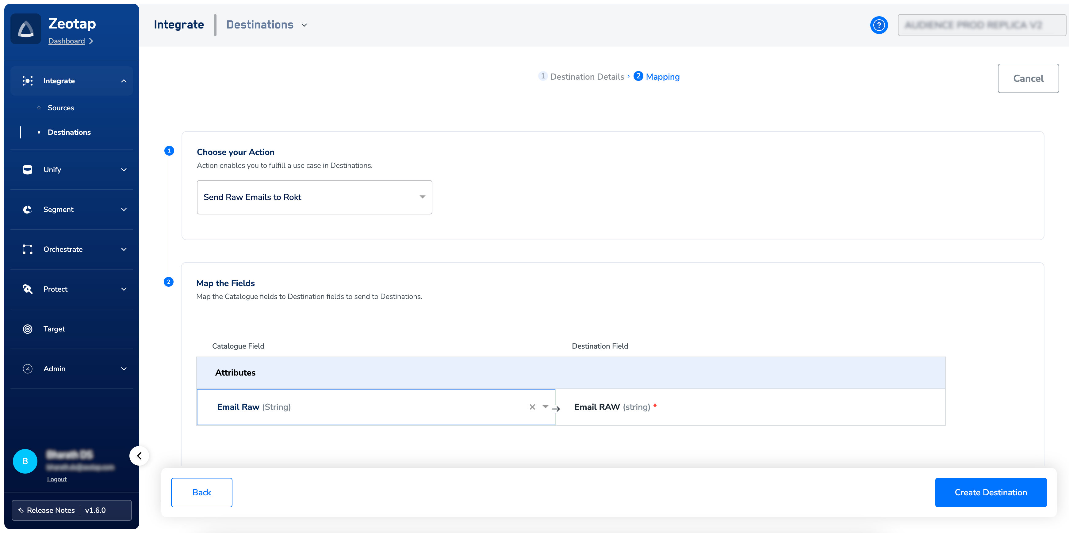 step 2 configure Rokt destination